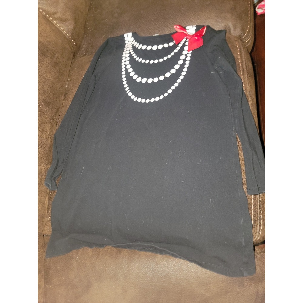 Kate‎ spade new york black dress pearl necklace bow size 140 10 girls